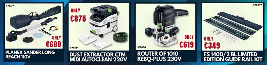 Festool,promotion, special offers,power tools,impact driver,router,dust extractor,plunge saw,hardware,limerick,JoeMckenna,Ireland